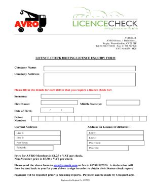 Fillable Online Licence Check Driving Licence Enquiry Form Fax Email