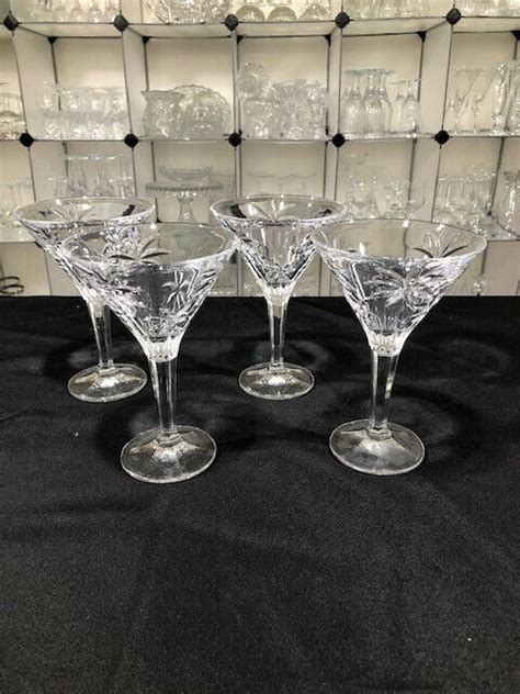 Palm By Godinger Four Rare Vintage Shannon Crystal Martini Glasses 4605121530