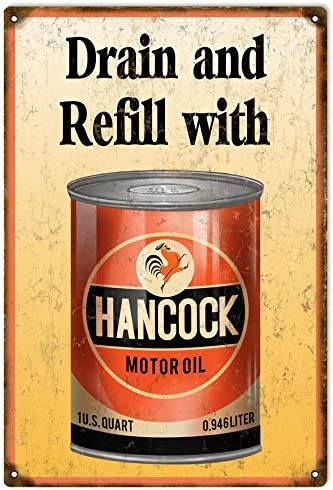 Amazon Reproduction Drain And Refill Hancock Motor Oil Sign Home