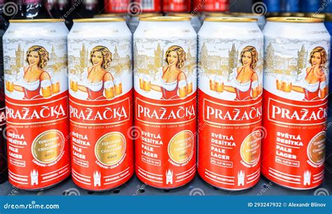 Czech Canned Light Beer Prazacka on a Shelf in a Supermarket Editorial ...