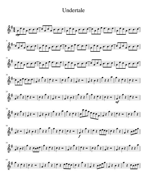 Undertale Alto Sheet Music For Saxophone Alto Solo