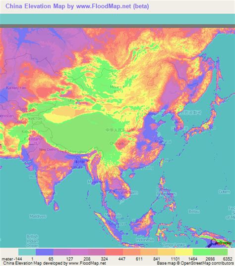 China Elevation and Elevation Maps of Cities, Topographic Map Contour