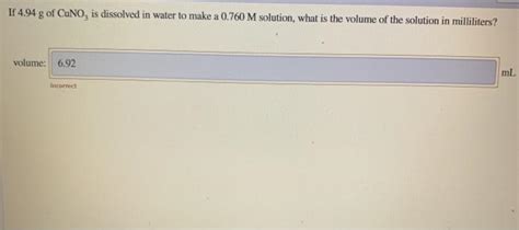 Solved If G Of Cuno Is Dissolved In Water To Make A Chegg