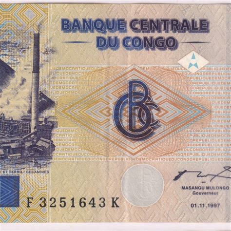 Congo - 1 franc , 1997 used currency note - KB Coins & Currencies