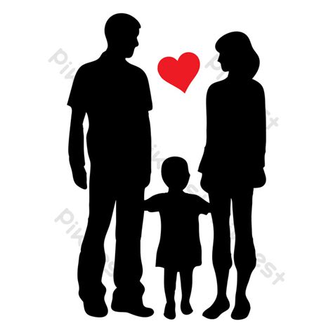 Vector Silhouette Of Family With Heart On White Background Symbol Love ...