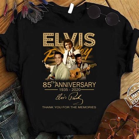 Best Elvis Presley 85th Anniversary 1935 2020 Signature Thank You For The Memories Shirt Hoodie