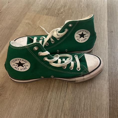 Custom green converse!! Minor signs of wear that I... - Depop