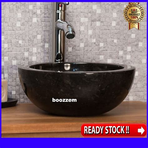 Jual Wastafel Batu Marmer Bulat Cm Black Marble Stone Sink Countertop