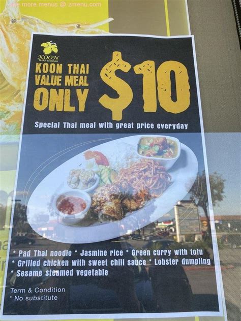 Online Menu of Koon Thai Kitchen Restaurant, San Diego, California, 92111 - Zmenu