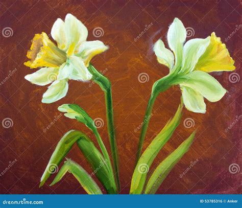 Narcissus oil painting. stock illustration. Illustration of painting ...