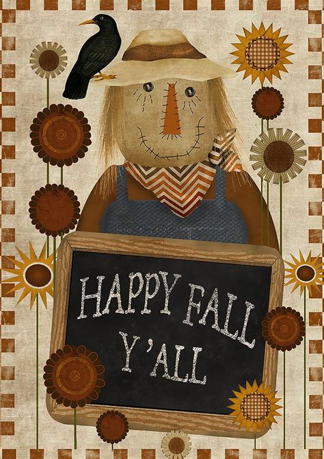 Toland Home Garden Happy Fall Y All Scarecrow Fall Flag Double Sided