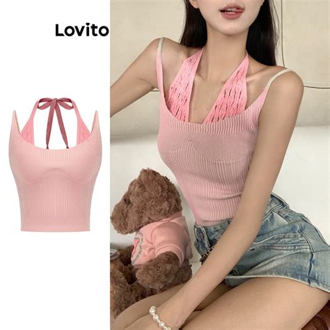 Lovito Women Casual Plain Colorblock Knit Top L Ad Shopee Philippines