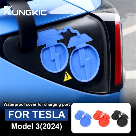 For Tesla Model 3 Highland 2024 Charging Port Cover Protector Waterproof Dustproof Soft Silicone