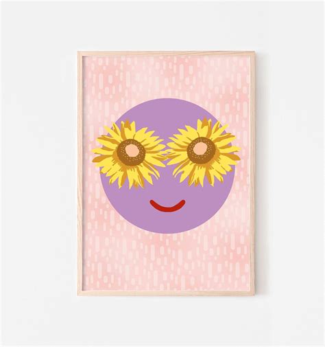 Sunflower Art Smiley Face Artwork Downloadable Print Girls - Etsy