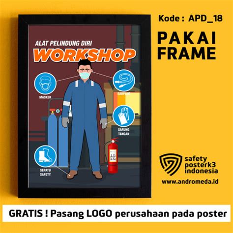 Jual Safety Poster K3 Alat Pelindung Diri Workshop Frame 30x21cm