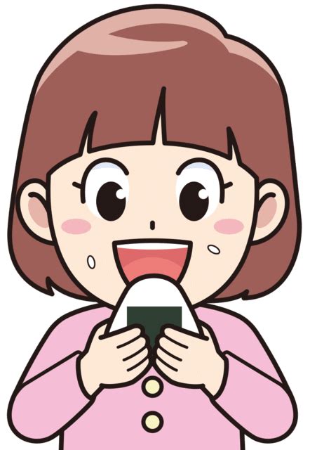 男の子 おにぎり 食べ てる イラスト