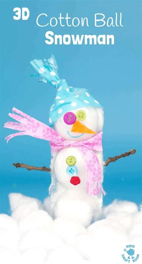 Snowman Craft With Cotton Balls - Kids Art & Craft