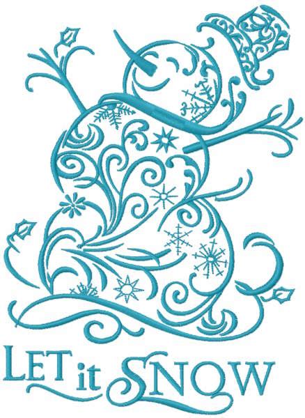 Snowman Let It Snow Embroidery Design