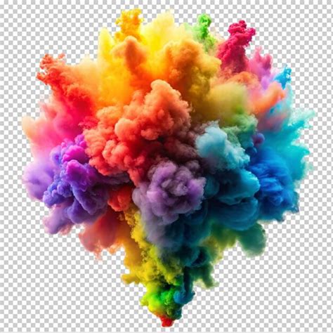 Colorful Smoke Explosion On Transparent Background Premium Ai