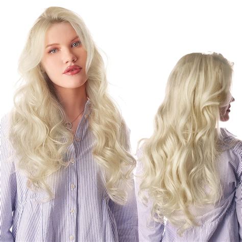 Amazon Full Shine Platinum Blonde Clip In Hair Extensions Real