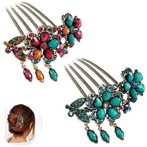 2pcs Women Hair Combs Accessories Retro Decorative Fashion Clips Rhinestone Ebay