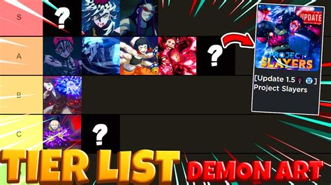 TIER LIST QUAL É A MELHOR DEMON ART DO PROJECT SLAYER TIER LIST