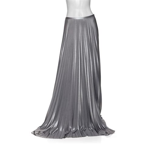 Halston Exclusive Pleated Maxi Skirt Silver In Metallic Lyst