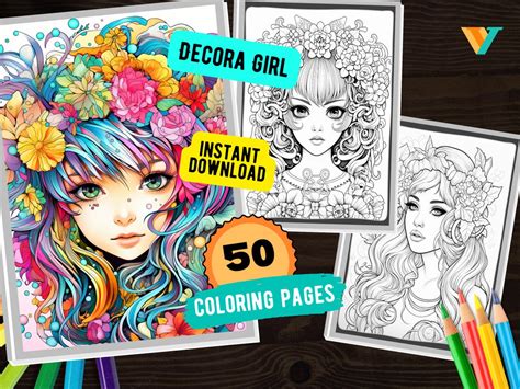 50 Decora Girls Coloring Pages Printable Pdf Instant Download Cute