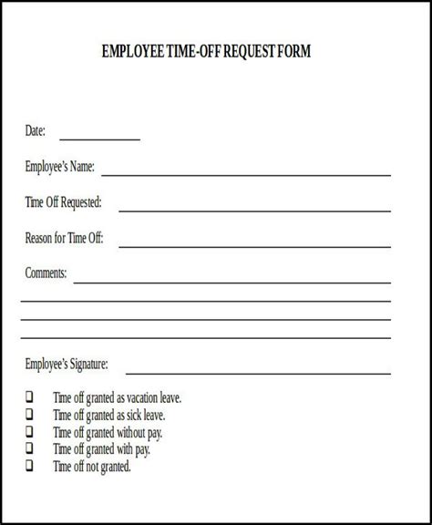 Time Off Request Form Free Printable - Printable Forms Free Online