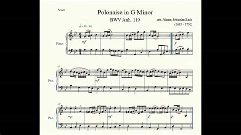 Polonaise In G Minor BWV Anh 119 Johann Sebastian Bach Piano