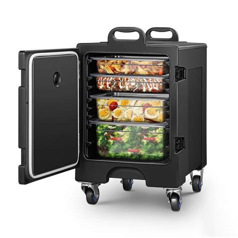 Catering Hot Box Food Warmer 82Qt LLDPE Insulated Food Pan Carrier W Wheels Stackable Design