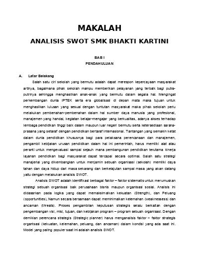 Contoh Analisis Swot Sekolah Smk Koleksi Gambar