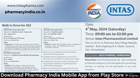 Walk In Interview For B Pharma M Pharma M Sc For Quality Control