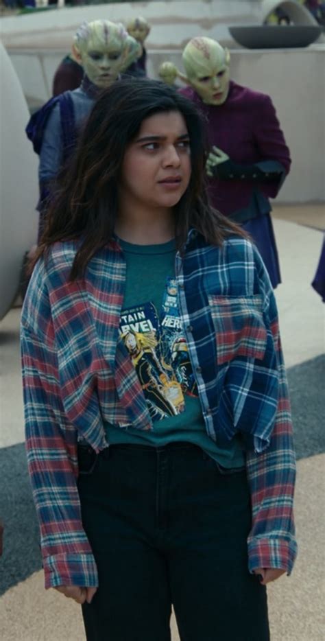 Classic Plaid Cropped Button Down Shirt Of Iman Vellani As Kamala Khan