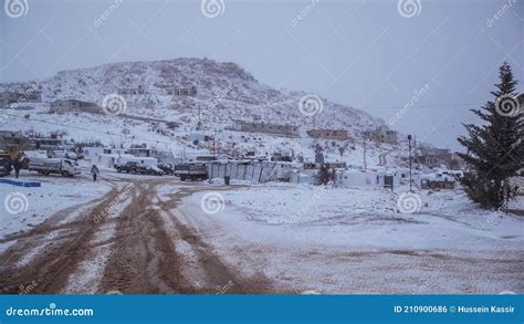 Syrian Refuge Camp In Lebanon At Time Of Snow Storm Editorial Photo