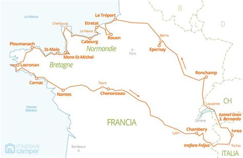 Mappa Itinerario Normandia E Bretagna In Camper Normandia Bretagna