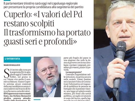 I Valori Del Pd Restano Scolpiti Il Trasformismo Ha Portato Guasti