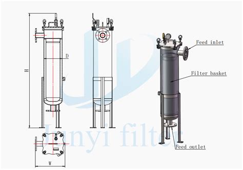 Stainless Steel Single Bag Filter Housing Water Filter Size For Ink