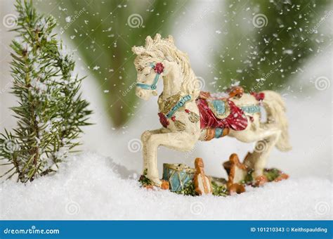 Horse in the falling snow stock image. Image of xmas - 101210343