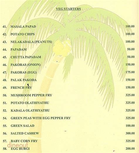 Menu of Coconut Grove, Near Times of India Building, Church Street ...