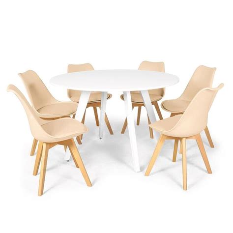 Conjunto Mesa De Jantar Redonda Amanda Branca Cm Cadeiras Eiffel Leda Nude Leroy Merlin