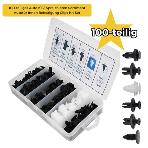 100 teiliges Auto KFZ Spreiznieten Sortiment Autotür Befestigung Clips