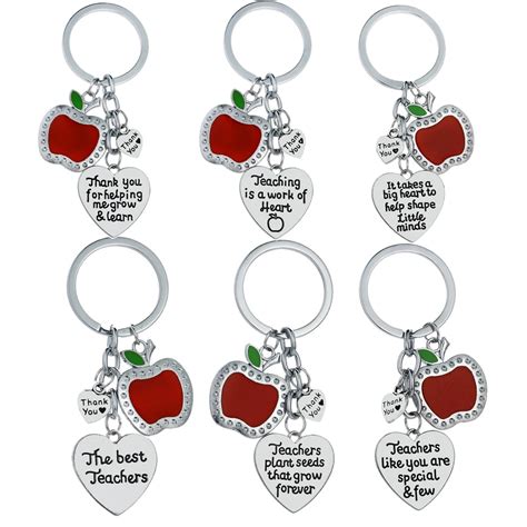 Thank You Heart Keychain Apple Charm Gifts For Teacher Key Rings Key