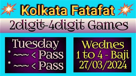 Kolkata Ff Digit Digit To Baji Game Wednesday