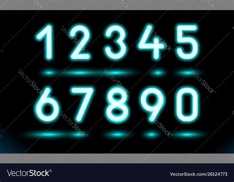 Simply Set Glowing Neon Numbers For Design Vector Image