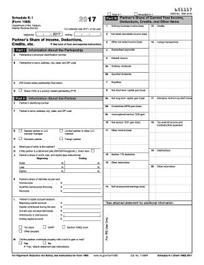 IRS Form 1065 (Schedule K-1) 2017 - Fill out and Edit Online PDF Template