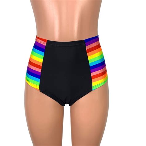 Rainbow Pride Scrunch Bikini Brazilian Bikini Bottom Rave Clothing Festival Clothes LGBTQ
