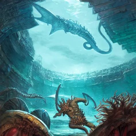 Beautiful Fantasy Illustration Of Merfolk Gladiators Stable Diffusion