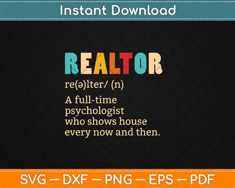Funny Realtor Definition Real Estate Agent House Seller Svg File