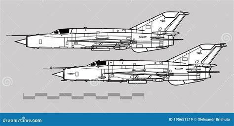 Mikoyan Mig 21 Fishbed Vector Drawing Of Supersonic Tactical Fighter